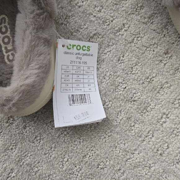 CROCS Plush Gray Slippers - Picture 3 of 3